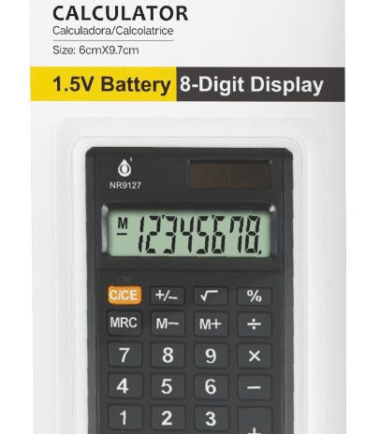Calcolatrice con batteria e display a 8 cifre