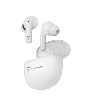 TECHMADE EARBUDS DOPPIO MIC COLORE BIANCO