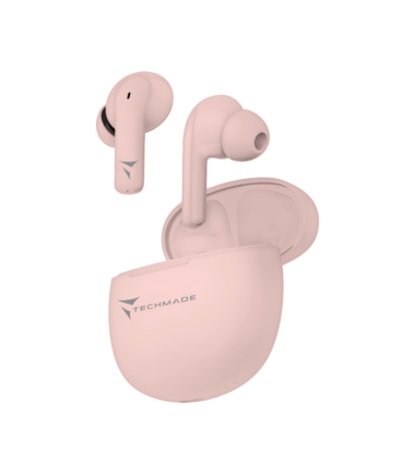 TECHMADE EARBUDS DOPPIO MIC COLORE ROSA